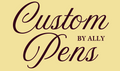Logo for 'Custom Pens by Ally' on a beige background