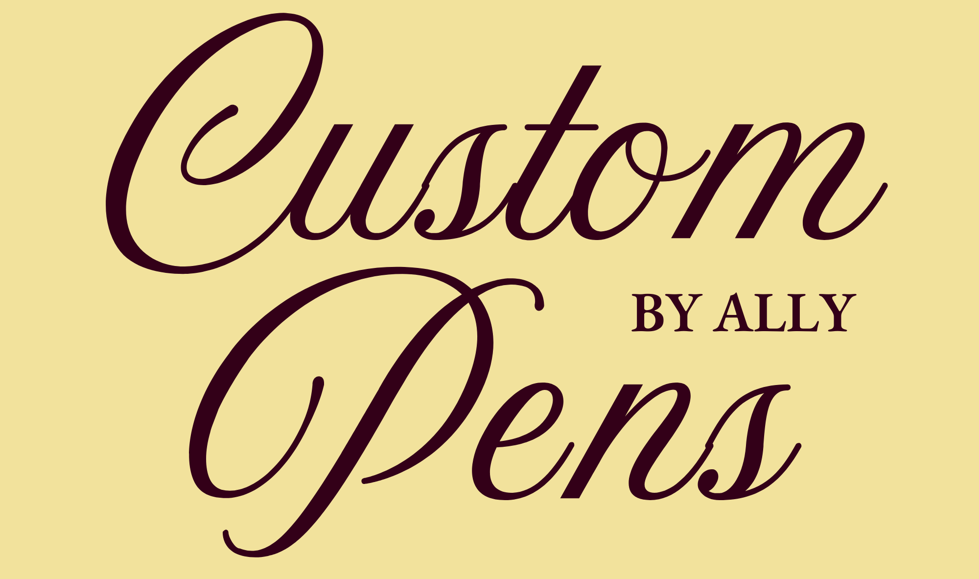 Logo for 'Custom Pens by Ally' on a beige background